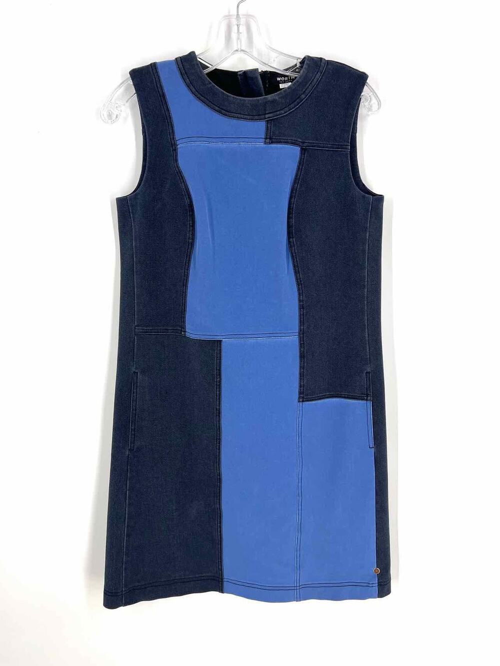 Worth Size 4 Navy/Blue Color Block Designer Dress